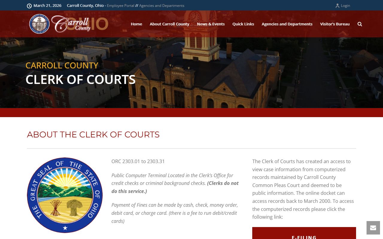 Carroll County Clerk of Courts divorce records