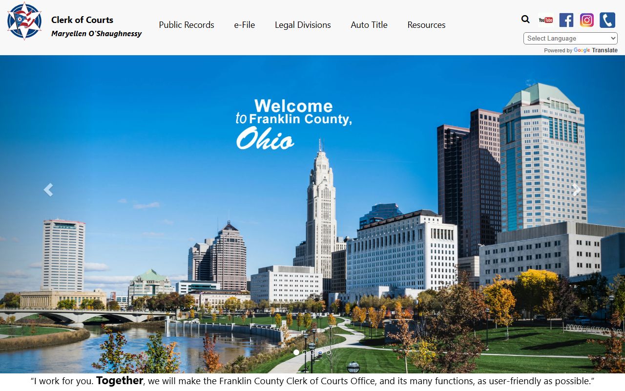 Franklin County Clerk of Courts divorce records page