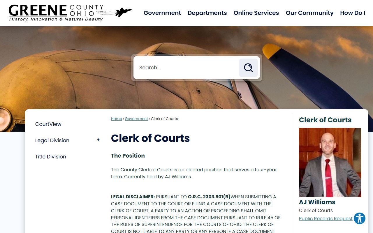 Greene County Clerk of Courts divorce records