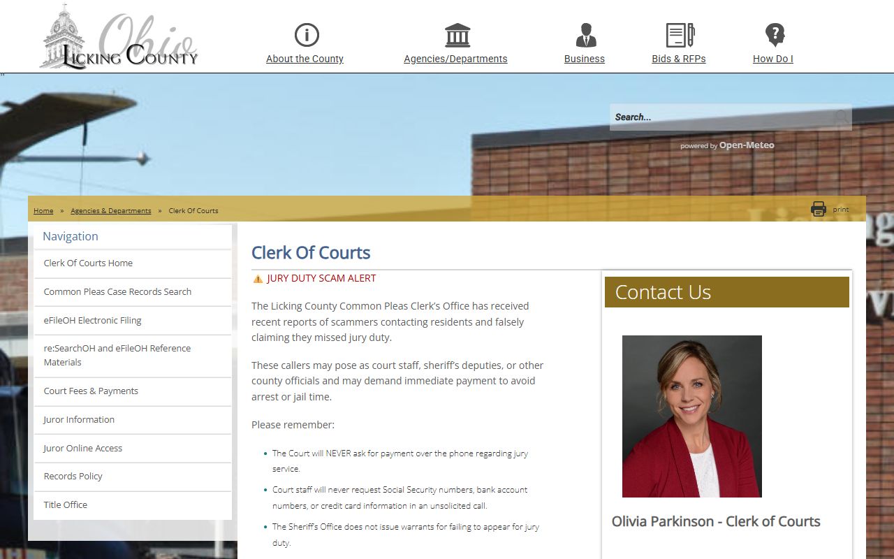 Licking County Clerk of Courts divorce records