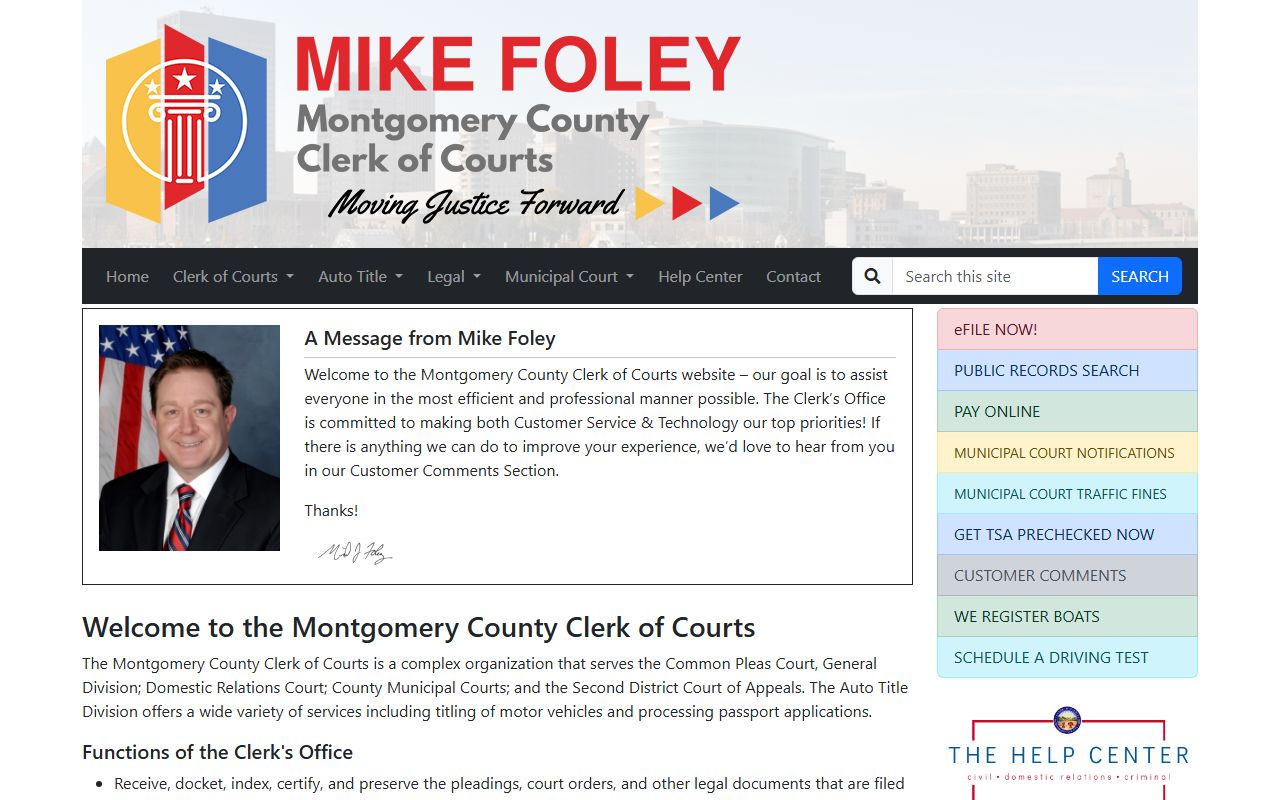 Montgomery County Clerk of Courts divorce records portal