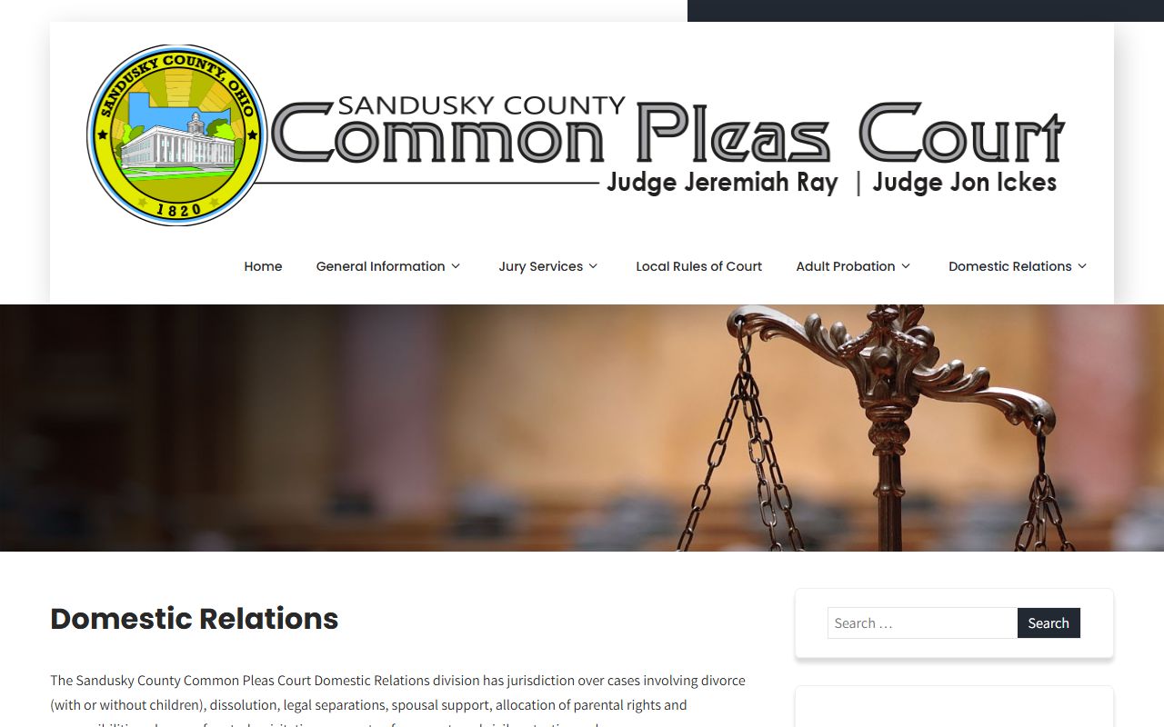 Sandusky County Common Pleas Court Domestic Relations divorce records