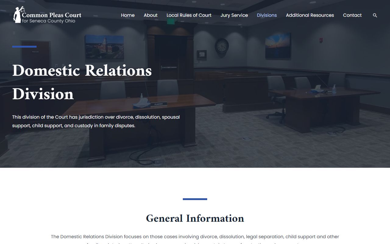 Seneca County Domestic Relations Division page for divorce records