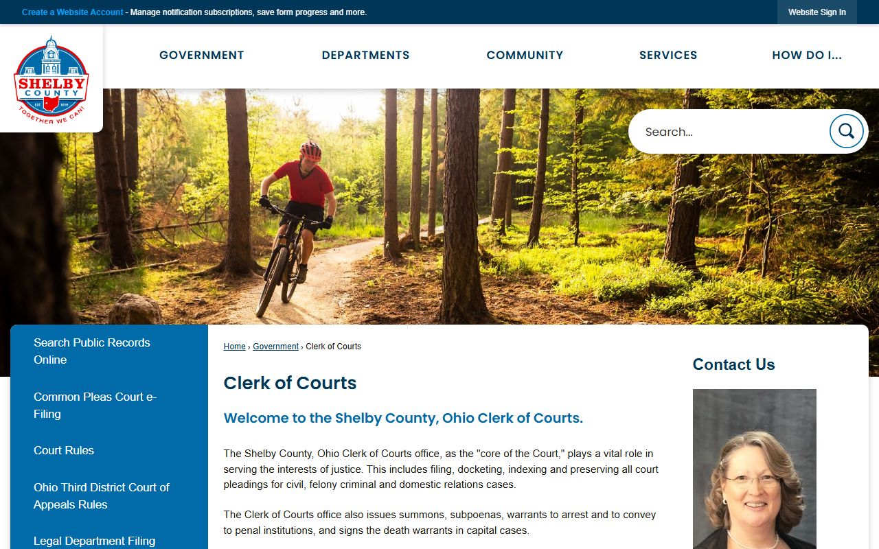 Shelby County Clerk of Courts website for divorce records