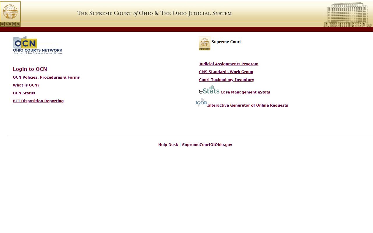 Ohio Courts official website for divorce records access