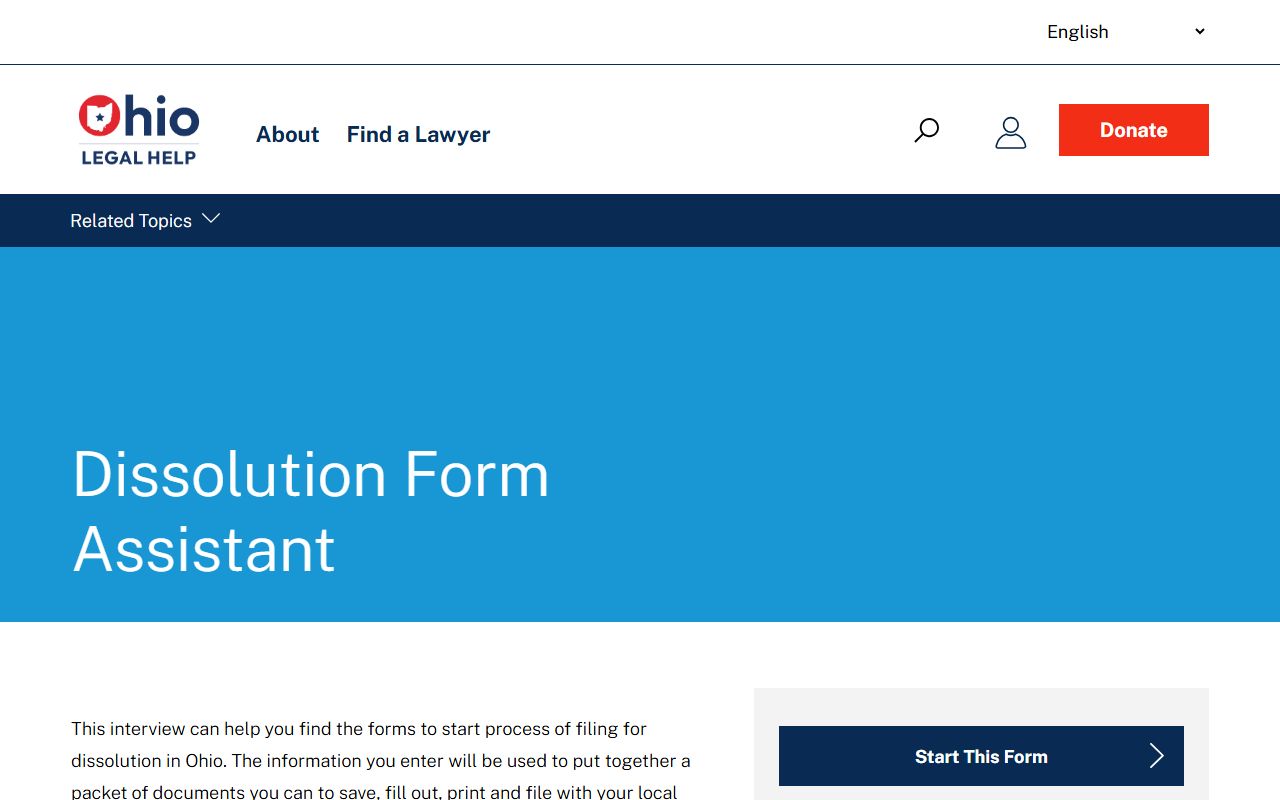 Ohio Legal Help dissolution forms for divorce records